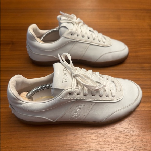Authentic Tod’s Tabs Leather Sneakers, Women’s White Designer Casual Shoes 37.5 - Picture 2 of 12